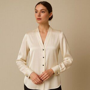 Sympli Cream Blouse with Black Buttons